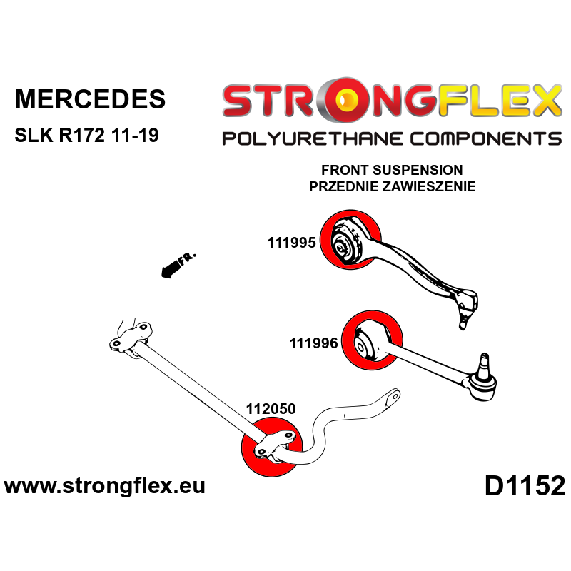 STRONGFLEX|112050A: Front anti roll bar bush SPORT Mercedes SLK R171 04-11 R172 diagram scheme:D1152