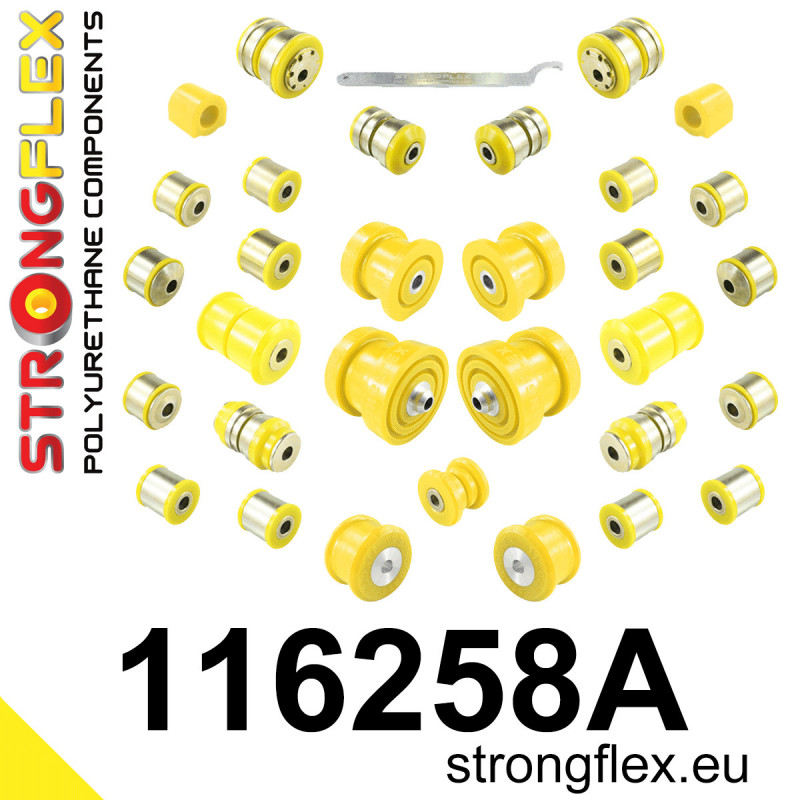 STRONGFLEX|116258A: Full suspension polyurethane bush kit SPORT Mercedes Class C W204 07-14 RWD E C207/A207