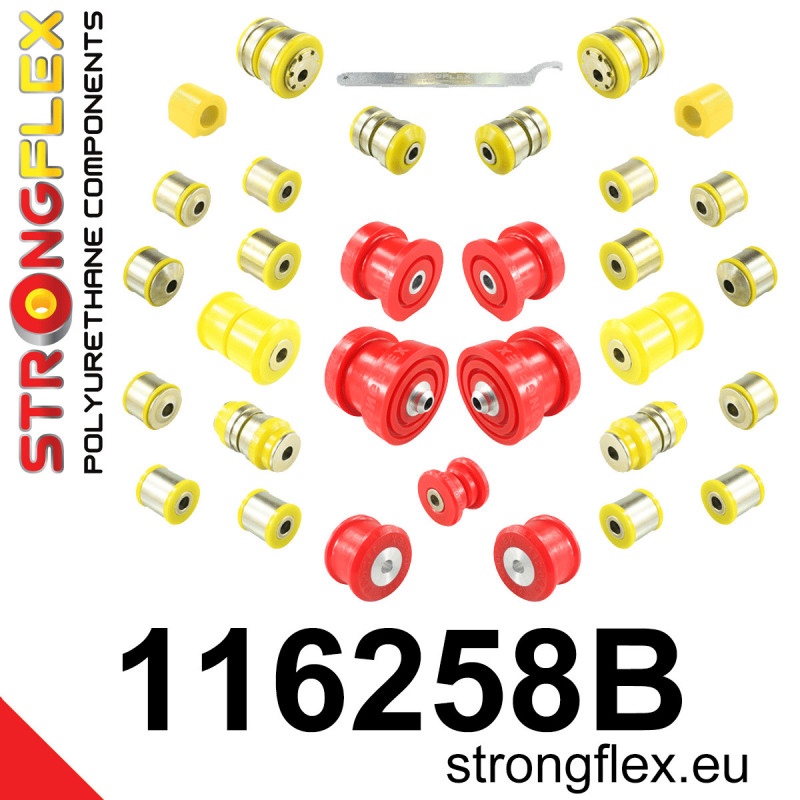 STRONGFLEX|116258B: Full suspension polyurethane bush kit Mercedes Class C W204 07-14 RWD E C207/A207