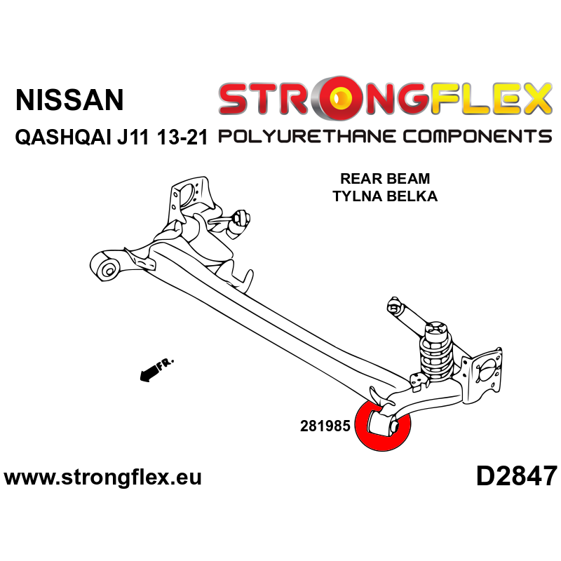 STRONGFLEX|281985A: Hinterstrahl-Montagebuchse SPORT Nissan Qashqai II 13-21 Diagramm Schema:D2847