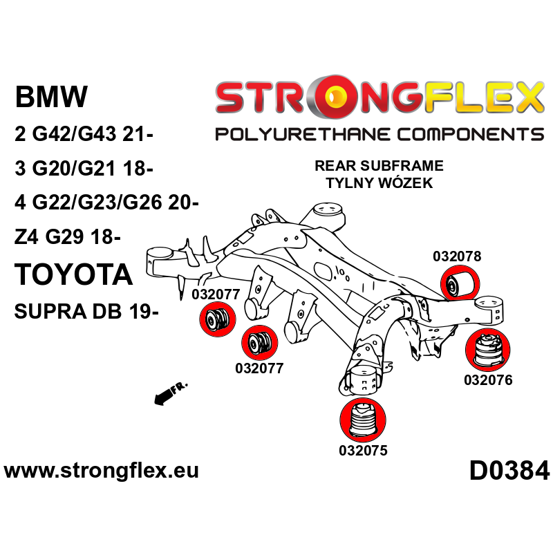 STRONGFLEX|036073B: Hinterachsträger - buchsensatz Toyota Supra V 19- DB BMW Z4 III 18- G29 Seria 3 VII Diagramm Schema:D0384