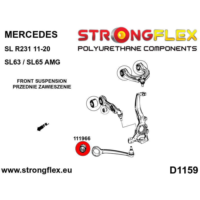 STRONGFLEX|111966A: Tuleja przedniego zawieszenia - przednia SPORT Mercedes Klasa E W211 02-09 RWD CLK diagram schemat:D1159