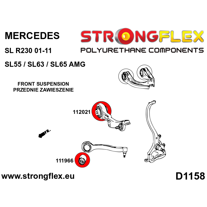 STRONGFLEX|112021A: Front suspension - rear bush SPORT Mercedes CL C215 98-06 Class S W220 98-05 RWD SL diagram scheme:D1158