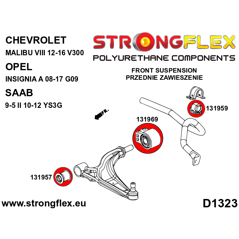 STRONGFLEX|131969A: Front control arm – rear bush SPORT Opel/Vauxhall Insignia A 08-17 G09 Saab 9-5 II 10-12 YS3G Chevrolet