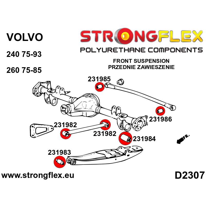 STRONGFLEX|231982A: Tuleja tylnego drążka 48mm SPORT Volvo Seria 200 240 75-93 260 75-85