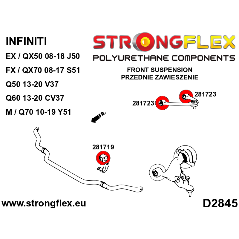 STRONGFLEX|281719A: Tuleja stabilizatora przedniego SPORT Nissan 350Z 02-08 Z33 370Z 09-20 Z34 Infiniti G III G35 02-07 V35 IV