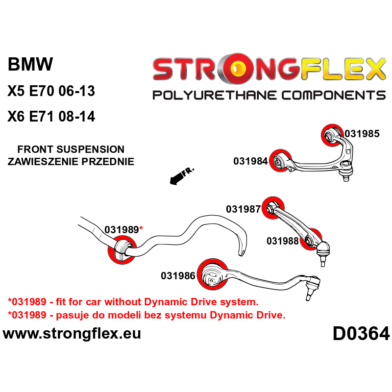 STRONGFLEX|036055A: Zestaw zawieszenia przedniego SPORT BMW X6 I 07-14 E71/E72 X5 II 06-13 E70