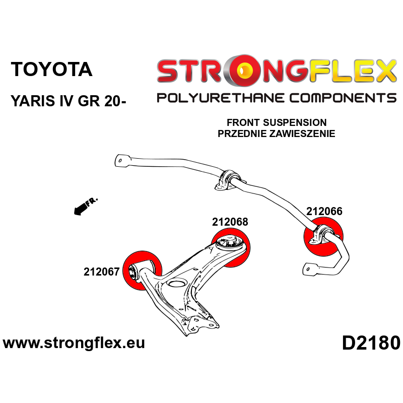 STRONGFLEX|212066A: Front anti roll bar bush SPORT Toyota Yaris IV 19- P21/PA1/PH1 FWD 20- GR-FOUR Aygo X 22- Cross 20-24