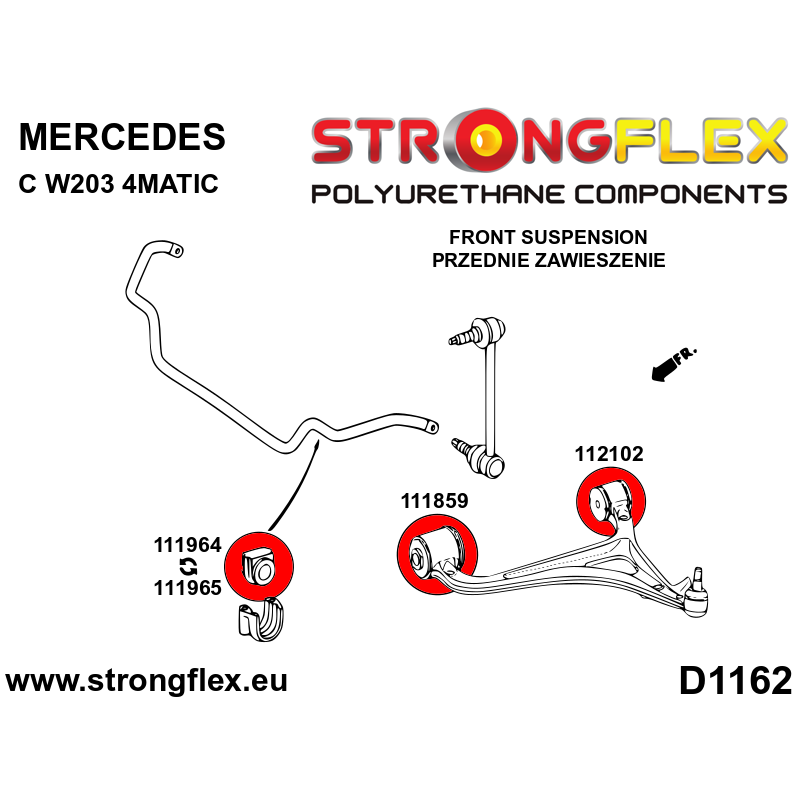 STRONGFLEX|116301A: Front suspension bush kit SPORT Mercedes Class C W203 00-11 00-07 4MATIC