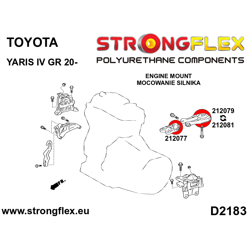 STRONGFLEX|212081A: Wkładka poduszki skrzyni biegów SPORT Toyota Yaris IV 19- P21/PA1/PH1 20- GR-FOUR