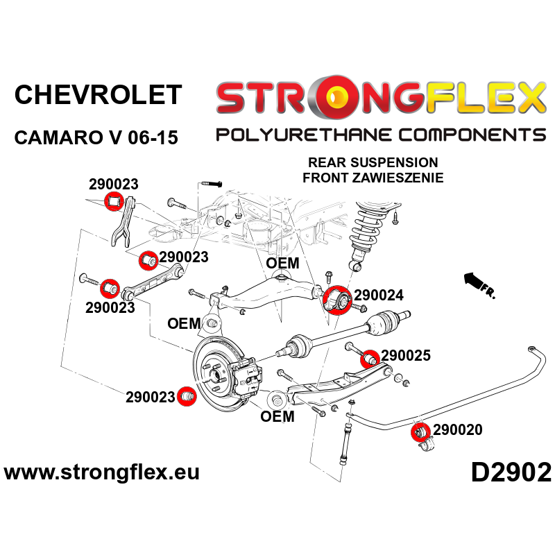 STRONGFLEX|290020A: Tuleja stabilizatora przedniego / tylnego SPORT Chevrolet Camaro V 09-15