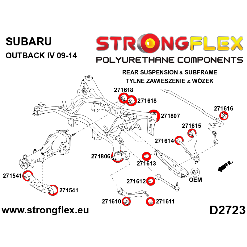 STRONGFLEX|271612A: Tuleja tylnego drążka SPORT Subaru Forester III 09-13 SH Impreza 07-14 GE GV GH GR IV 11-16 GP GJ