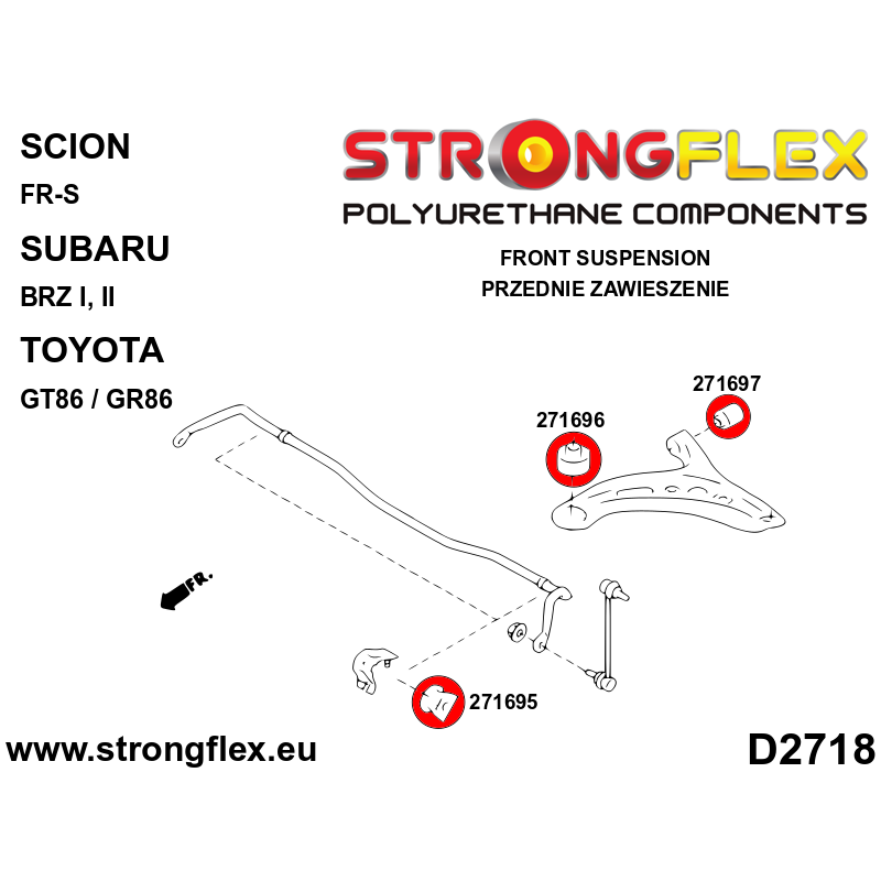 STRONGFLEX|276194B: Kompletter Polyurethan Buchsensatz für Vorder- und Hinterachse Subaru BRZ I 12-21 Toyota GT86/GR86 Scion