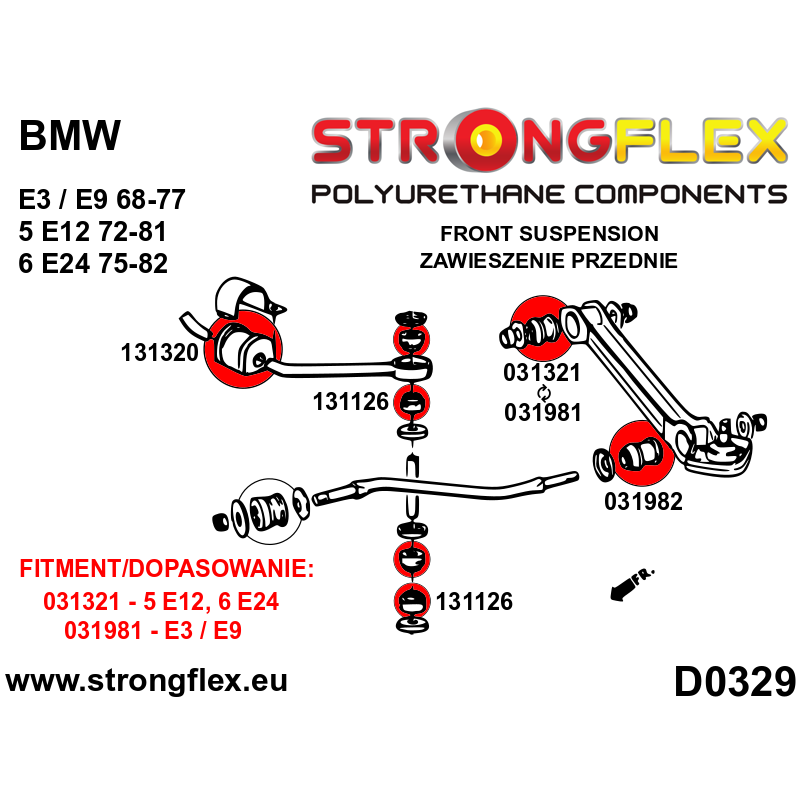 STRONGFLEX|031982A: Tuleja wahacza przedniego – zewnętrzna SPORT BMW Seria 6 I 76-89 E24 75-82 E114/E115 Neue Klasse 62-77