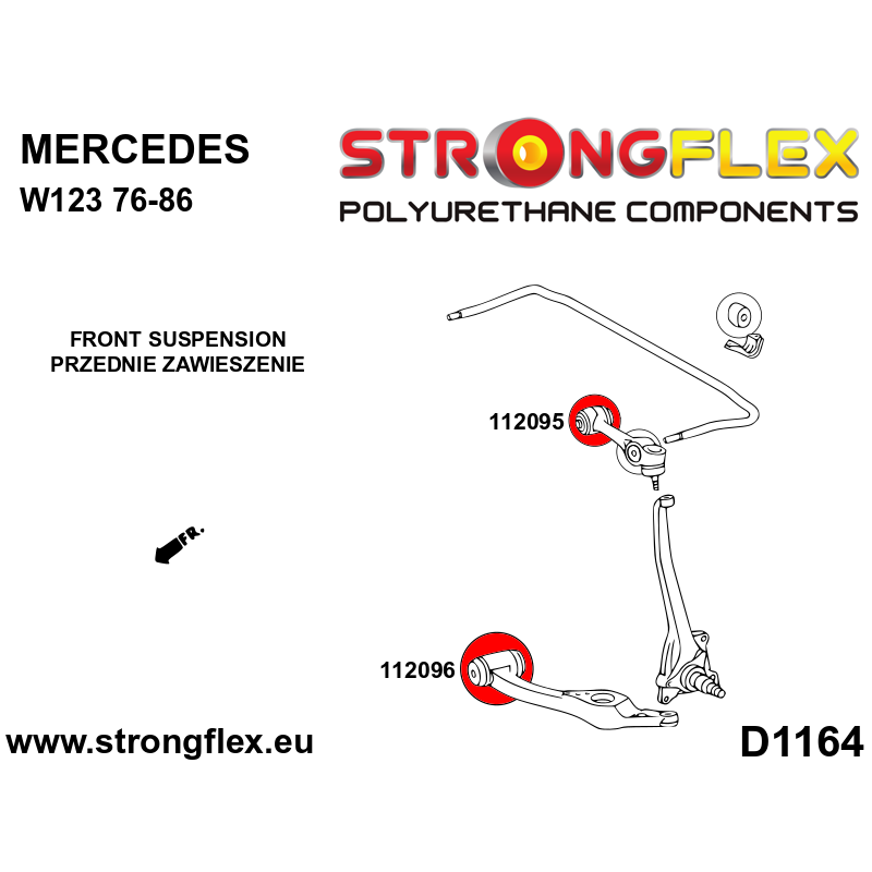 STRONGFLEX|112096A: Vorderachse untere Querlenkerbuchse SPORT Mercedes W123 76-86