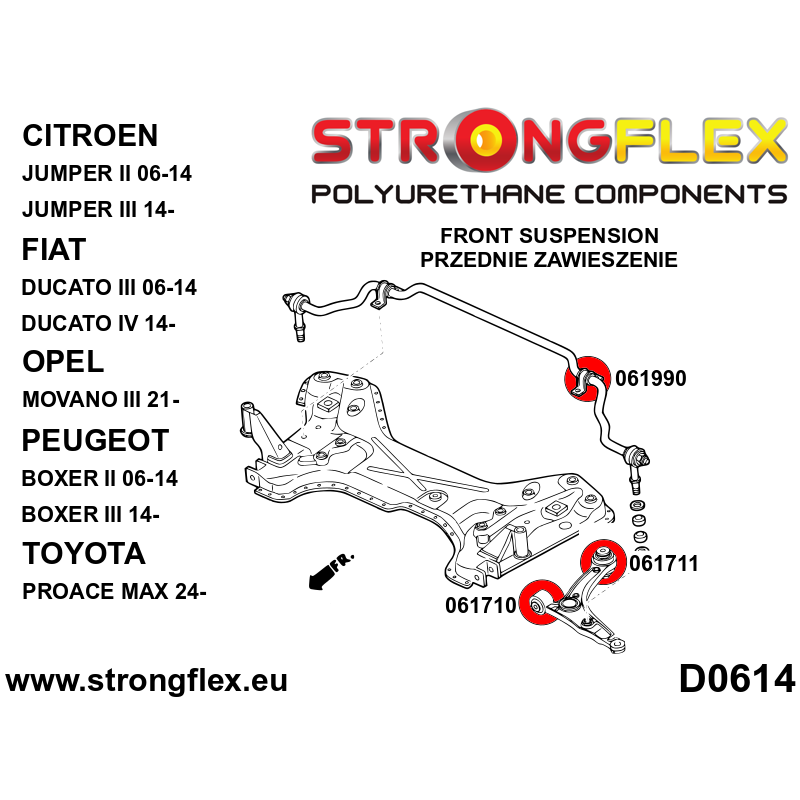 STRONGFLEX|061710B: Tuleja wahacza przedniego przednia Citroën Jumper/Relay II 06-14 Fiat Ducato III Peugeot Boxer Manager