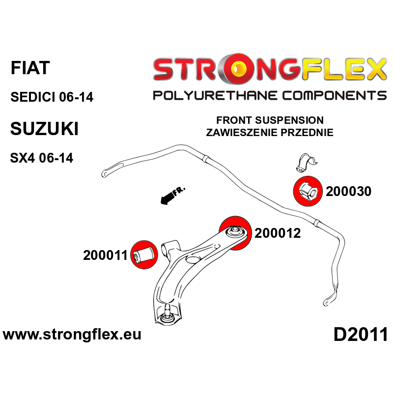 STRONGFLEX|200030B: Vordere Stabilisatorbuchse Fiat Sedici 06-14 Suzuki SX4