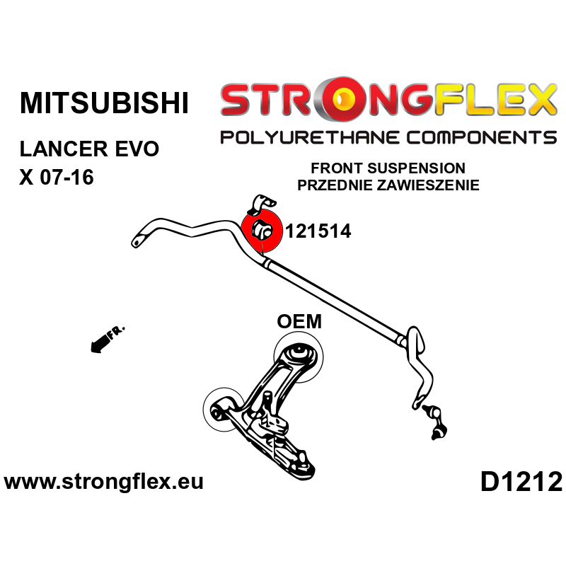 STRONGFLEX|121514A: Front/rear anti roll bar bush SPORT Mitsubishi Lancer Evolution VII/VIII IX 01-07 X 07-16