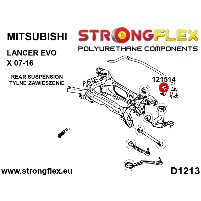 STRONGFLEX|121514A: Tuleja stabilizatora przedniego/tylnego SPORT Mitsubishi Lancer Evolution VII/VIII IX 01-07 X 07-16