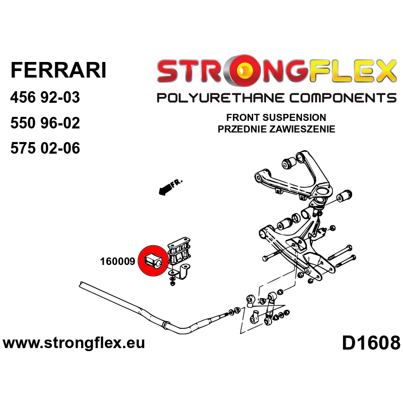 STRONGFLEX|160009A: Tuleja stabilizatora przedniego / tylnego SPORT Maserati GranCabrio 10-19 GranTurismo 07-19 Quattroporte V