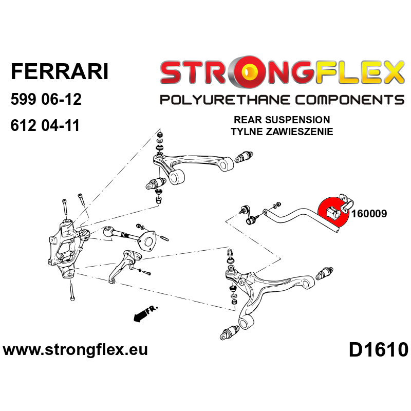 STRONGFLEX|160009A: Tuleja stabilizatora przedniego / tylnego SPORT Maserati GranCabrio 10-19 GranTurismo 07-19 Quattroporte V