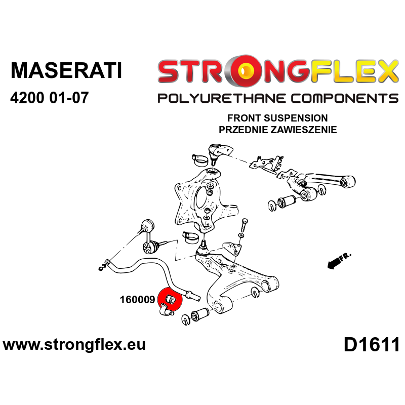 STRONGFLEX|160009A: Front / rear anti roll bar bush SPORT Maserati GranCabrio 10-19 GranTurismo 07-19 Quattroporte V 04-12