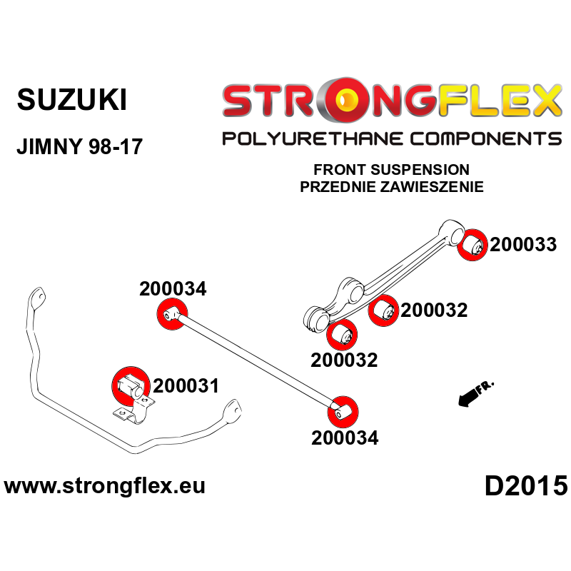 STRONGFLEX|200031A: Front anti roll bar bush SPORT Suzuki Samurai/SJ410 SJ413 81-03 Jimny 98-17 Vitara I 88-98 ET/TA