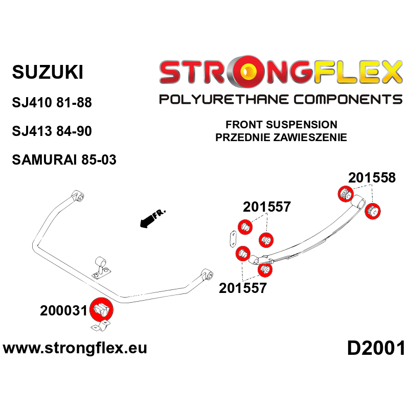 STRONGFLEX|200031A: Vordere Stabilisatorbuchse SPORT Suzuki Samurai/SJ410 SJ413 81-03 Jimny 98-17 Vitara I 88-98 ET/TA