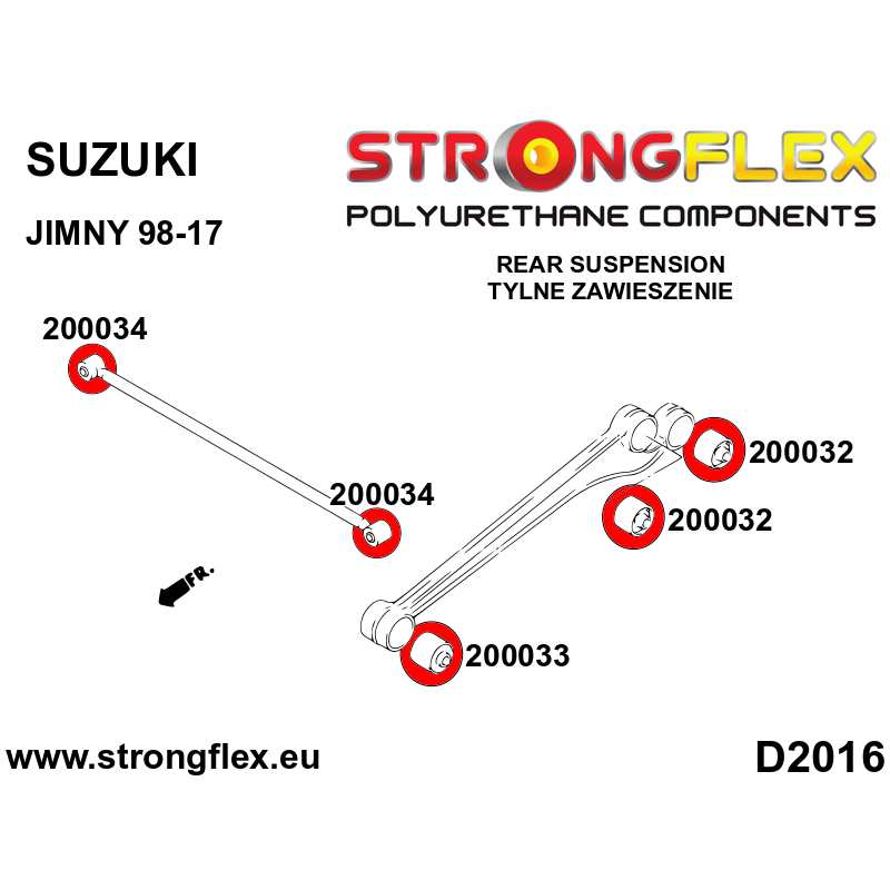 STRONGFLEX|200032A: Wishbone bush - drive axle mounting SPORT Suzuki Jimny 98-17