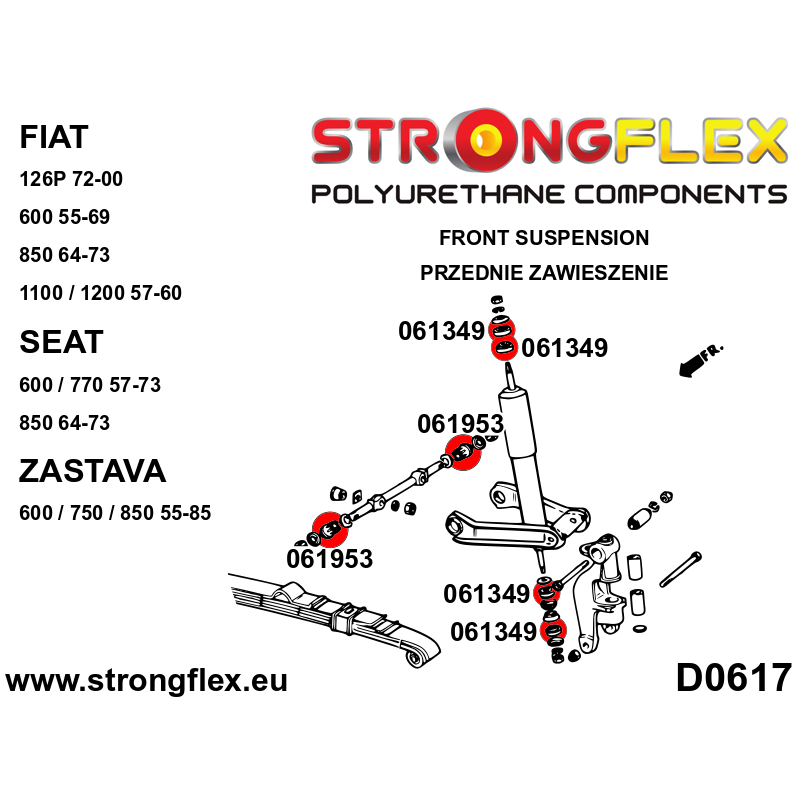 STRONGFLEX|061349A: Shock absorber mounting SPORT Fiat 126p 72-99