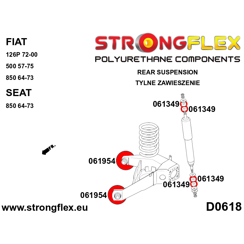 STRONGFLEX|061349A: Shock absorber mounting SPORT Fiat 126p 72-99