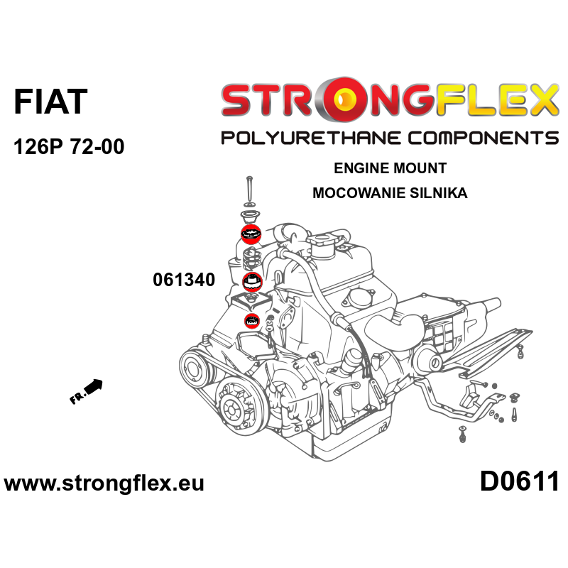 STRONGFLEX|061340A: Engine mount inserts SPORT Fiat 126p 72-99