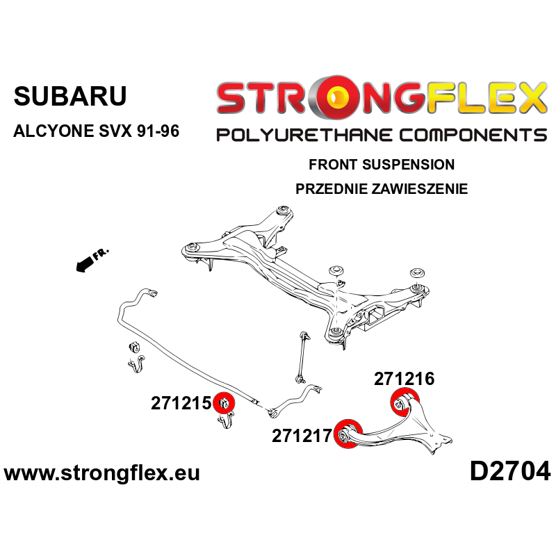 STRONGFLEX|276051A: Polyurethan Buchsensatz für Vorder- und Hinterachse SPORT Subaru Alcyone SVX 91-96