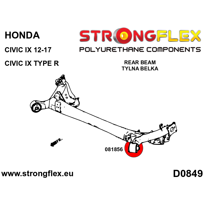 STRONGFLEX|081856A: Hinterstrahl-Montagebuchse SPORT Honda Civic IX 12-17 FK/FG FA FD 15-17 Type R