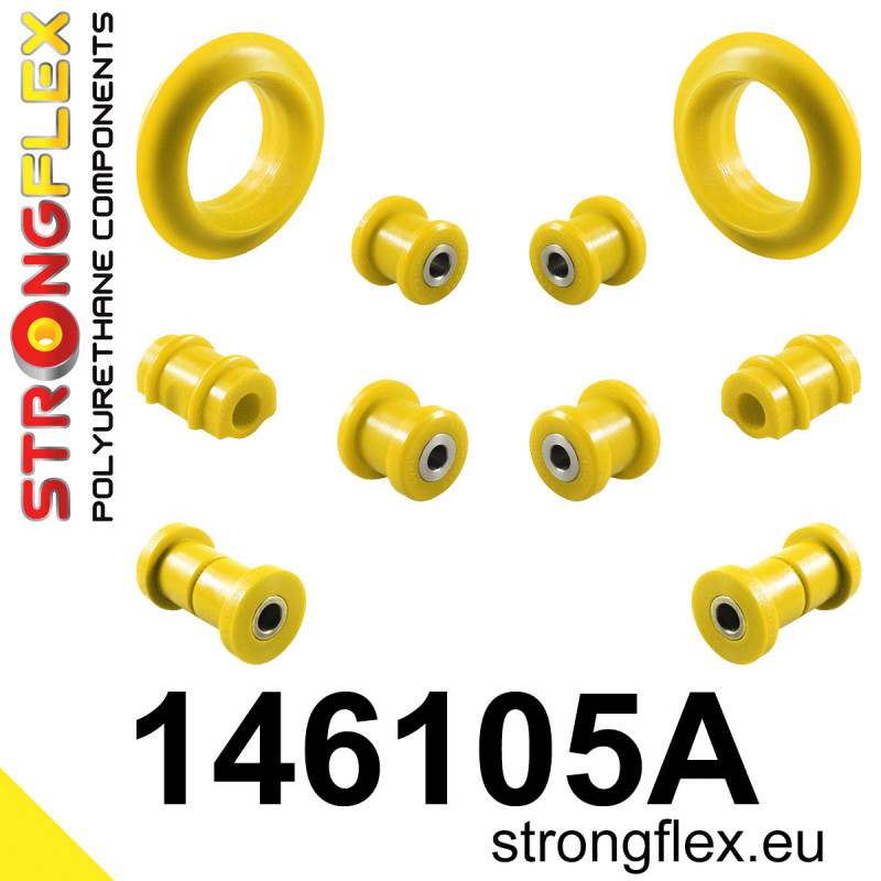 STRONGFLEX|146105A: Front suspension and ream beam bush kit SPORT Peugeot 309 GTI TD 86-93 205 Rallye Diesel 84-98