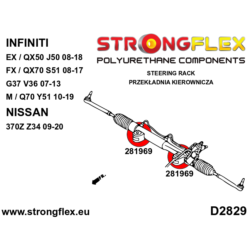 STRONGFLEX|286200A: Full suspension bush kit SPORT Nissan 370Z 09-20 Z34 Infiniti G IV G25/G35 G37 Q40 Q60 07-15 V36 G37S 07-13