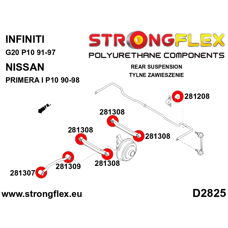 STRONGFLEX|286230B: Hinterachsbuchsen Satz Nissan Primera I 90-98 P10 Infiniti G G20 91-96