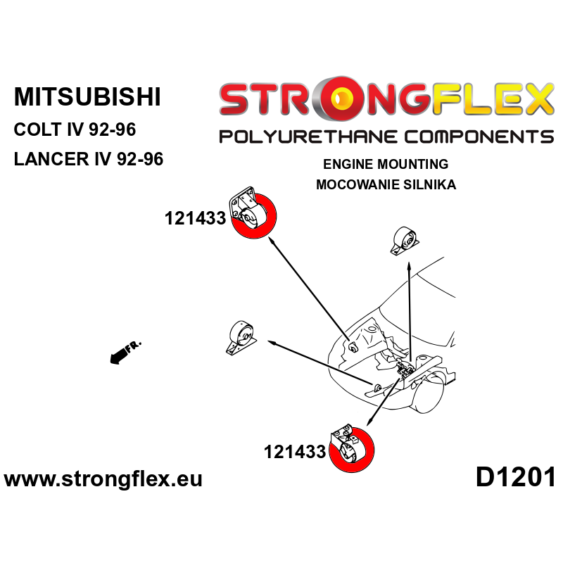 STRONGFLEX|121433A: Engine mount inserts SPORT Mitsubishi Colt IV 92-96 CAA Lancer V CB/DA