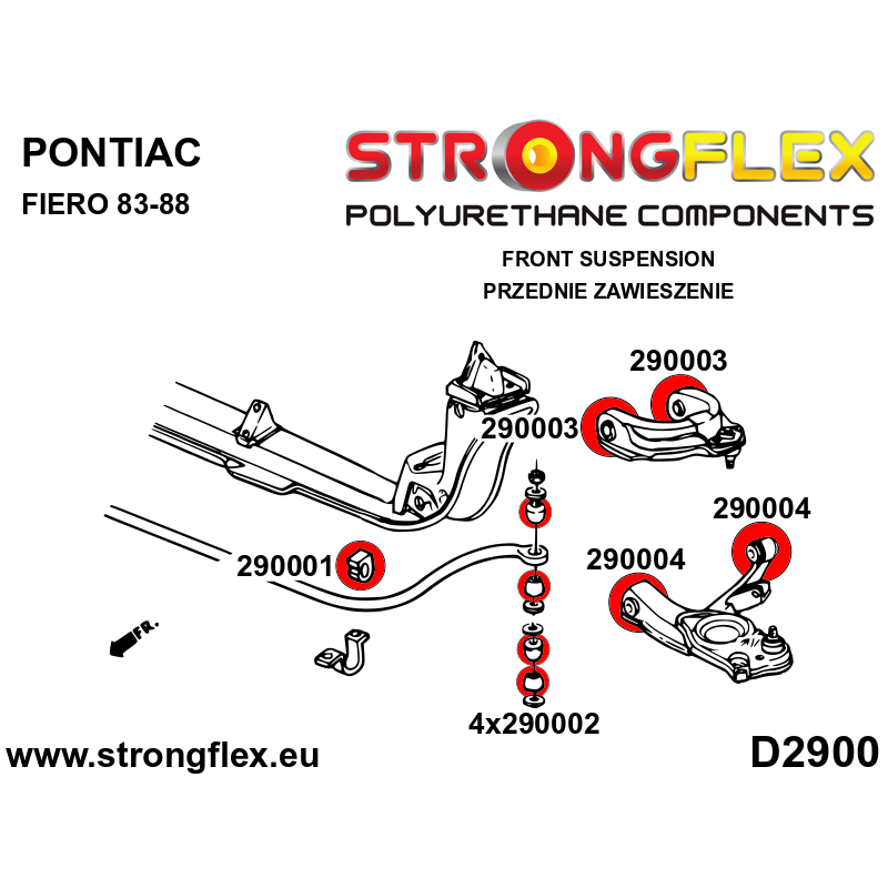 STRONGFLEX|296105A: Front suspension bush kit SPORT Pontiac Fiero 83-87 88-88