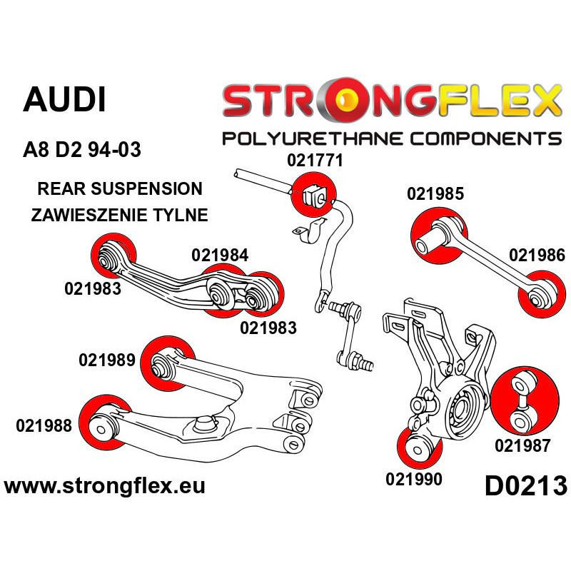 STRONGFLEX|021983A: Hintere obere Querlenkerbuchse SPORT Audi A8/S8 D2 94-02 FWD Quattro D3 02-09 Diagramm Schema:D0213